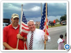 Kevin Ambler attends flag waiving event in support of our troops on 9-11